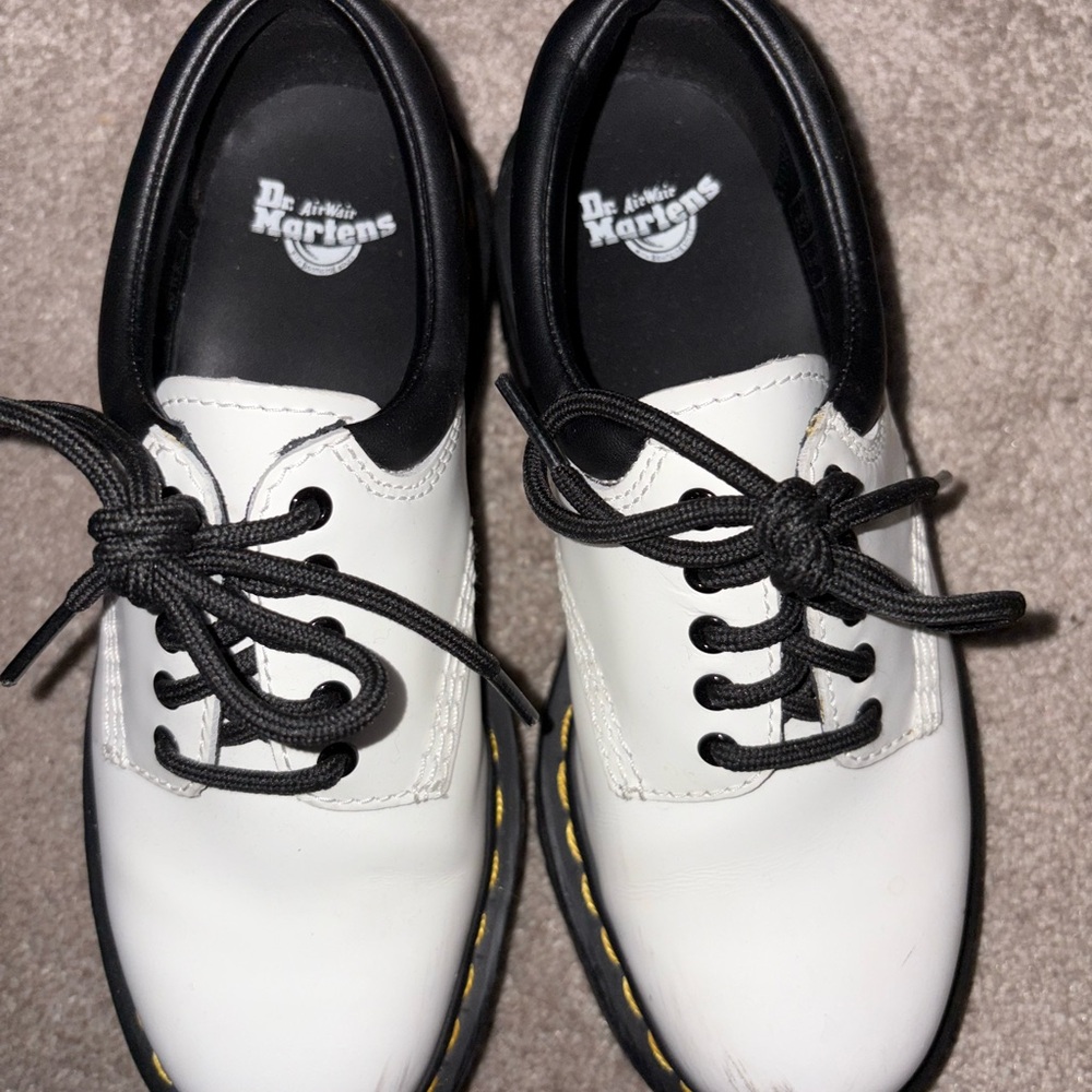 Dr. Martens Black and White Platform Shoes